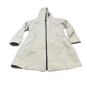 Soia & Kyo Wool Blend Hooded Coat Womens XL Grey Zip Up Layered Bib Luxury
